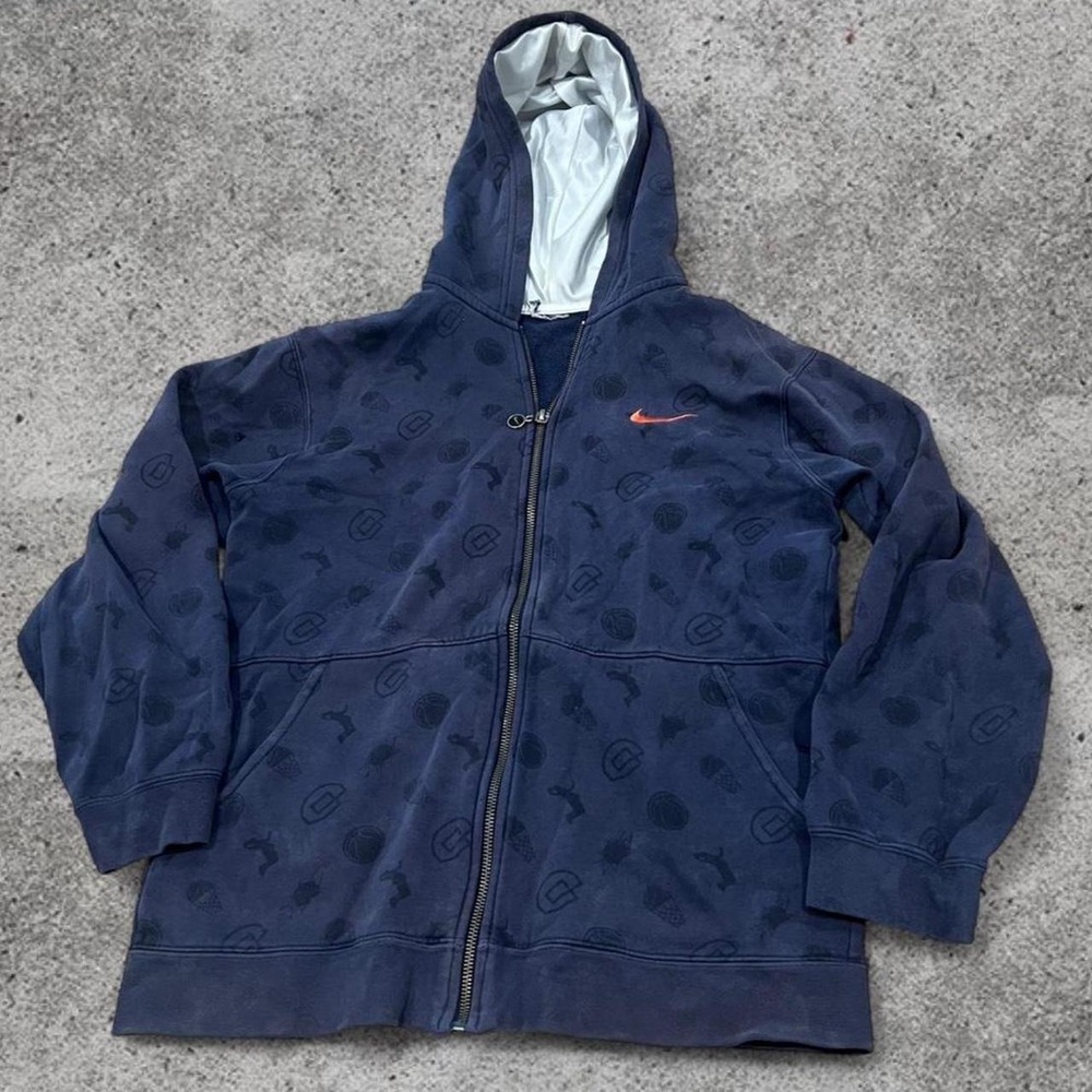 Vintage 2000s Boys Youth Large 14-16 Nike Print Sports Navy Orange Zip 
Hoodie